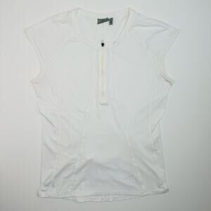 Athleta White Polyester Spandex Quarter Zip Workout Top